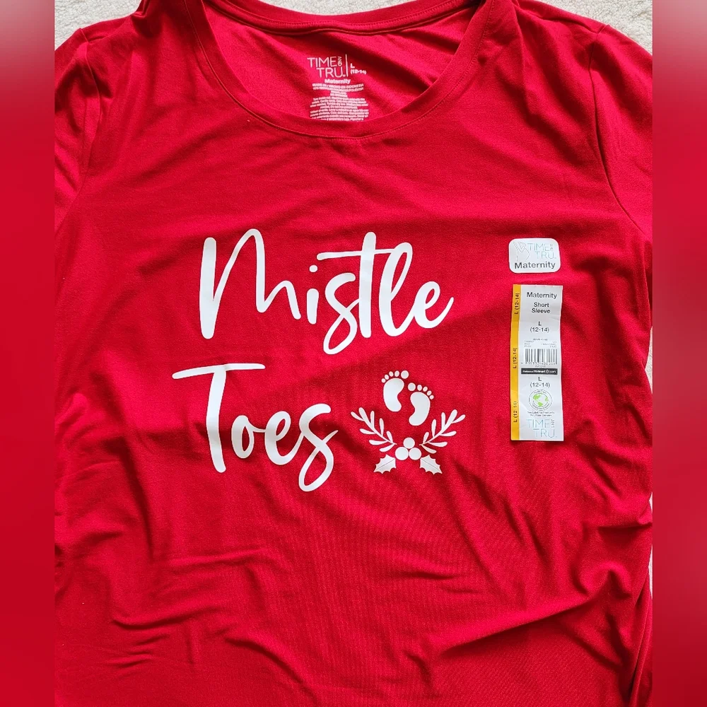 New maternity bundle Christmas top "Mistle toes " & jeans with belly control - Picture 3 of 5